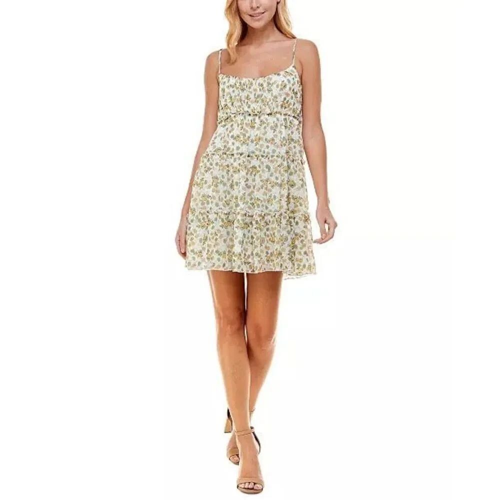 ✨Trixxi Juniors' Emma Navy Floral-Print Fit & Flare Sz XL Dress✨